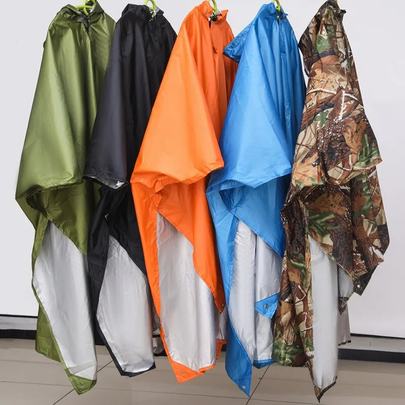 3 In 1 Raincoat Backpack Rain Cover Hood Hiking Cycling Poncho Waterproof Outdoor