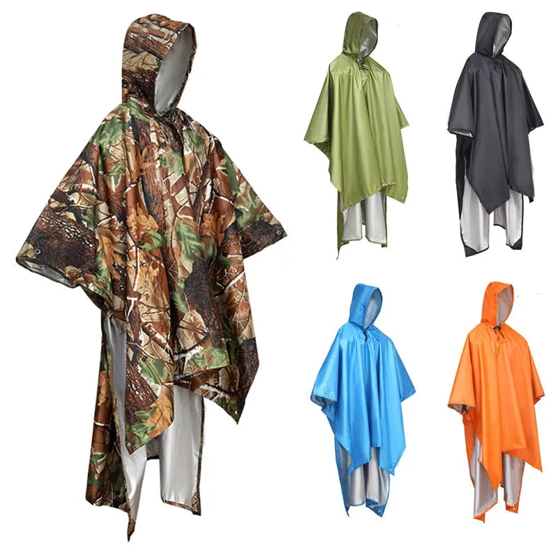 3 In 1 Raincoat Backpack Rain Cover Hood Hiking Cycling Poncho Waterproof Outdoor