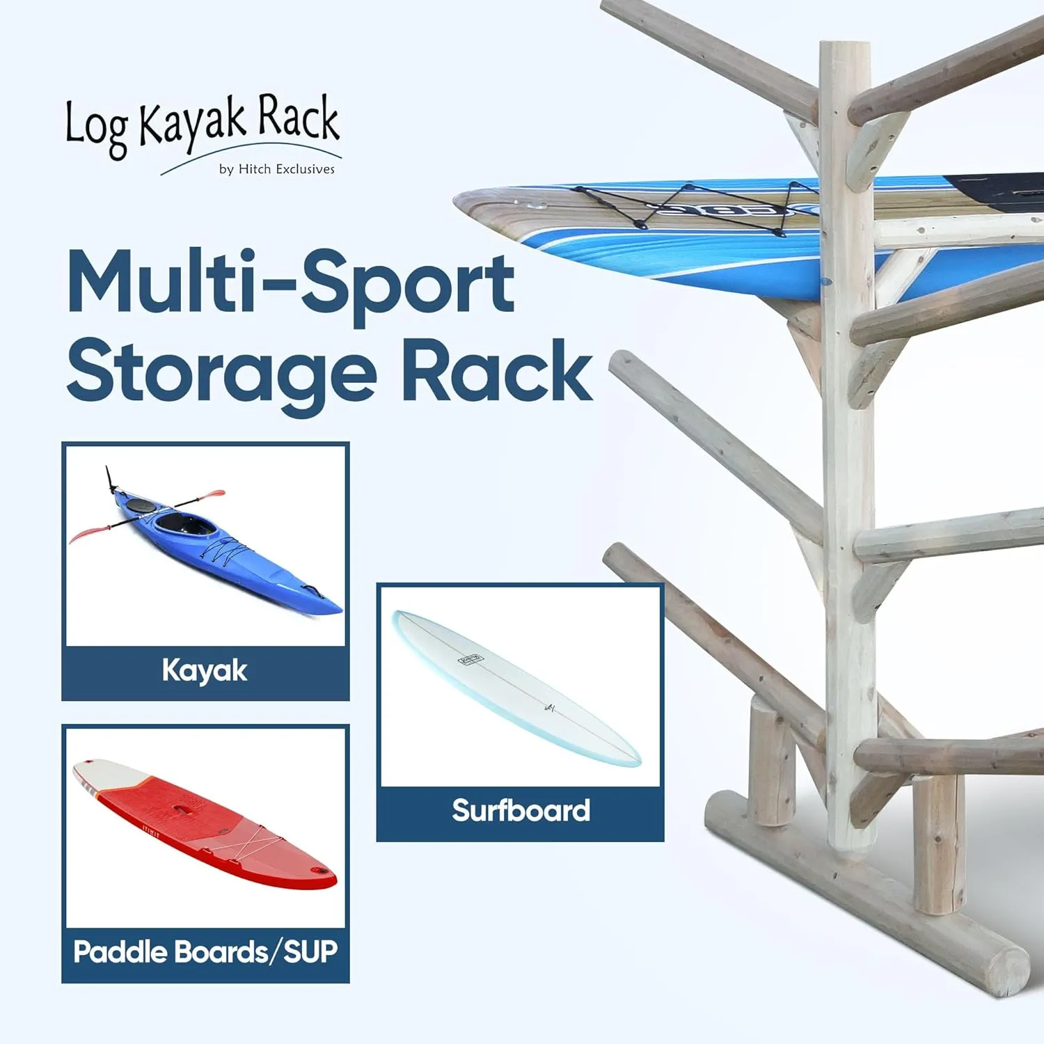 8-Place Kayak Rack, Freestanding Kayak Storage Rack, Kayak Racks for Outdoor Storage, Surfboard Rack or SUP Storage Rack, Kayak Storage Rack, Paddle Board Rack