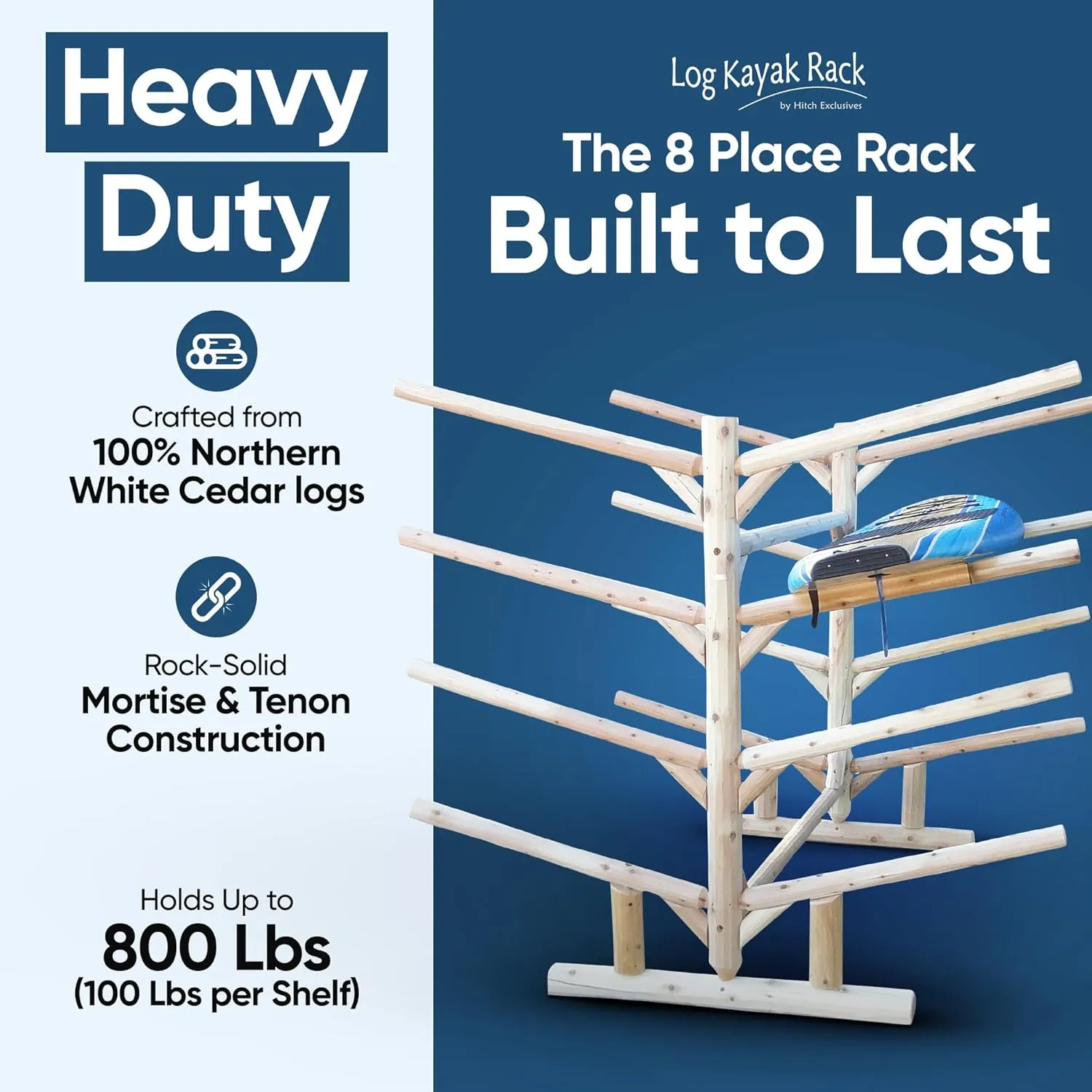 8-Place Kayak Rack, Freestanding Kayak Storage Rack, Kayak Racks for Outdoor Storage, Surfboard Rack or SUP Storage Rack, Kayak Storage Rack, Paddle Board Rack