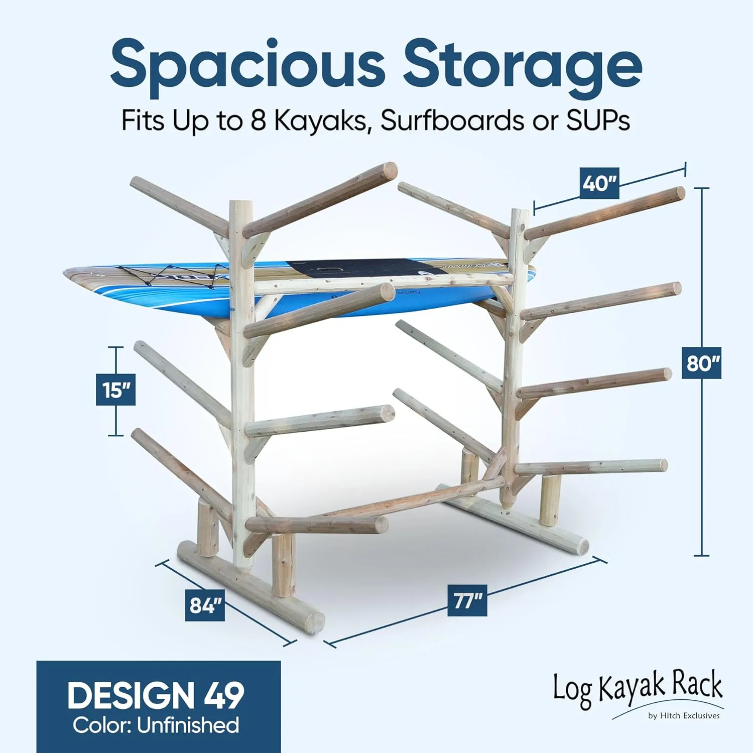 8-Place Kayak Rack, Freestanding Kayak Storage Rack, Kayak Racks for Outdoor Storage, Surfboard Rack or SUP Storage Rack, Kayak Storage Rack, Paddle Board Rack