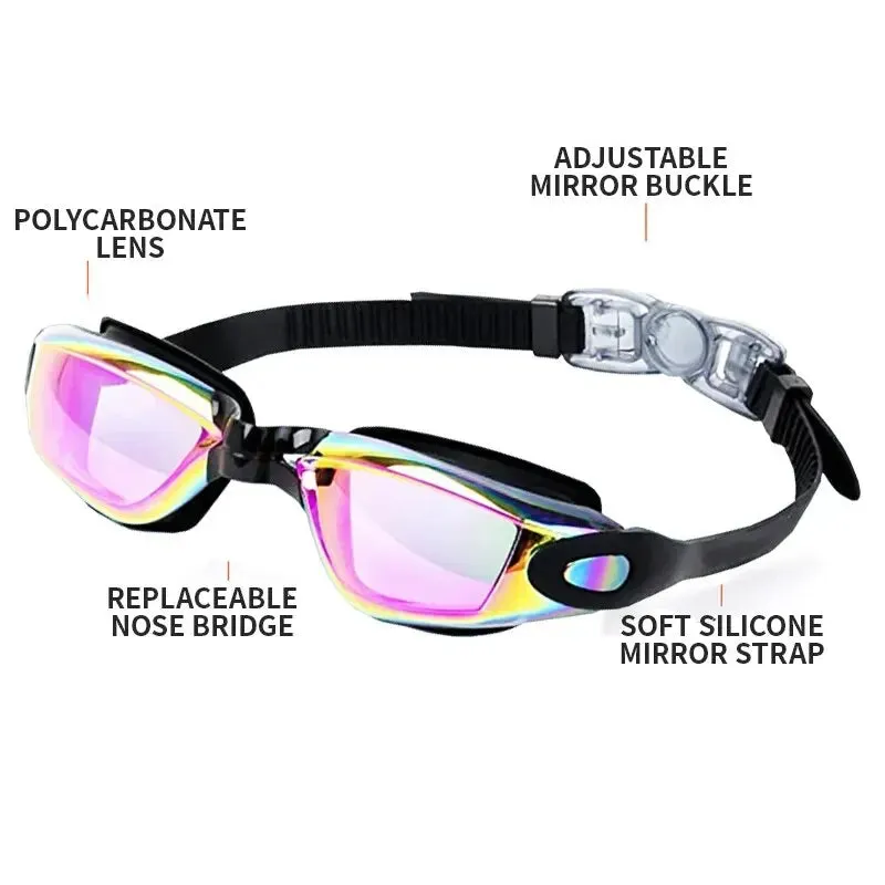 Adult Swimming Goggles with One-Piece Earplugs - Anti-Fog