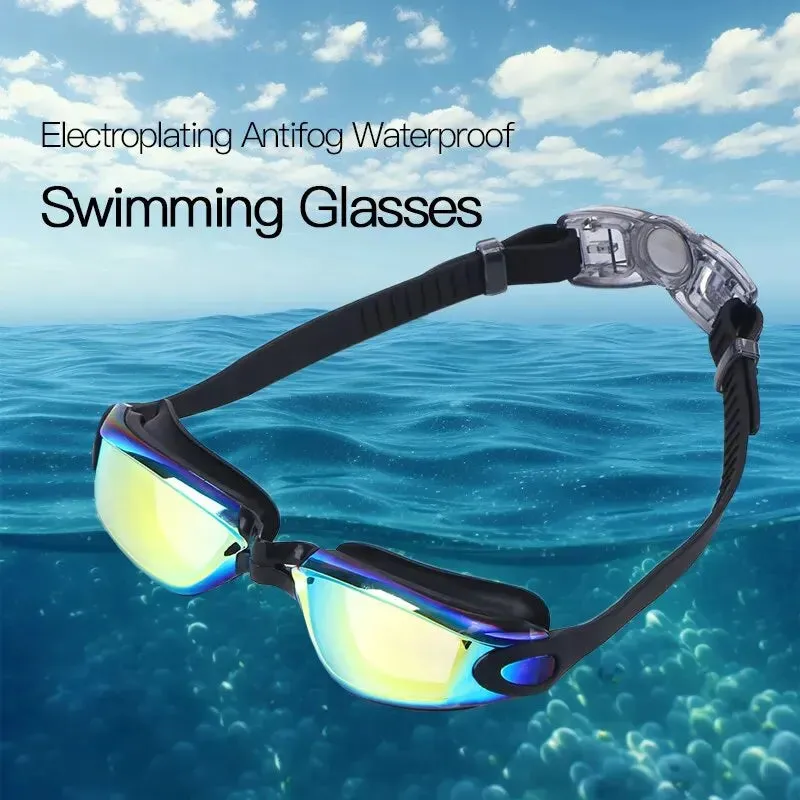 Adult Swimming Goggles with One-Piece Earplugs - Anti-Fog