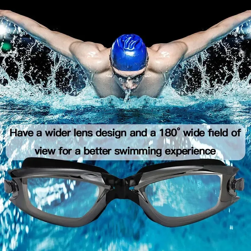 Adult Swimming Goggles with One-Piece Earplugs - Anti-Fog