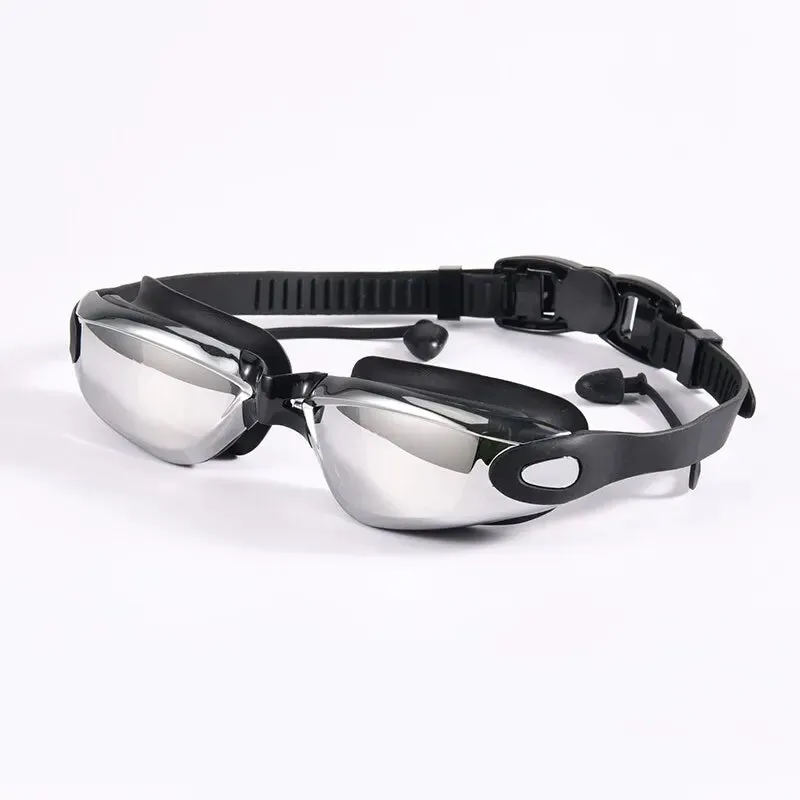 Adult Swimming Goggles with One-Piece Earplugs - Anti-Fog