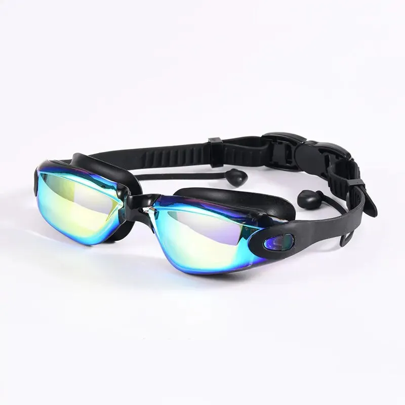 Adult Swimming Goggles with One-Piece Earplugs - Anti-Fog