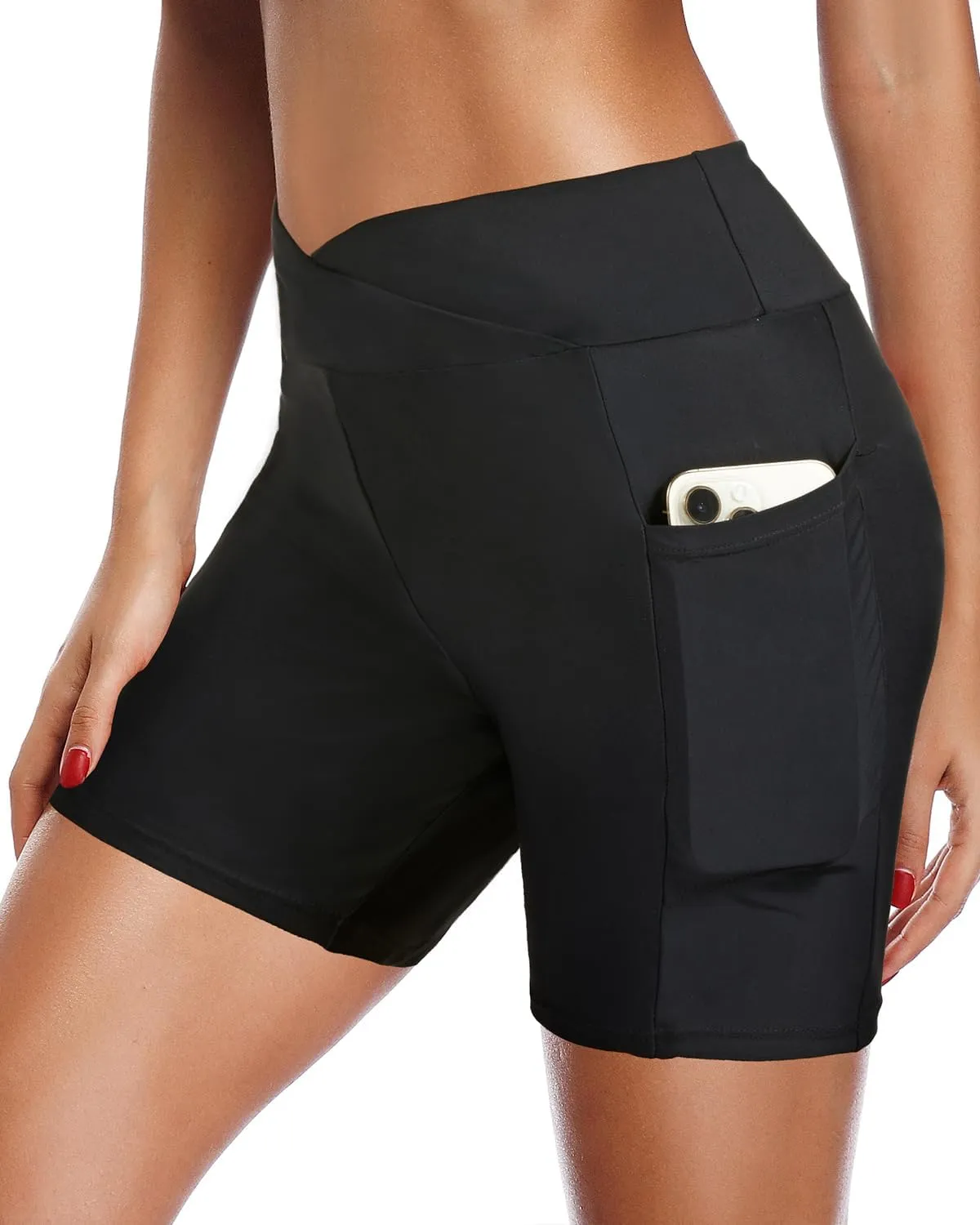 Aqua Eve Plus Size Swim Shorts Women Tummy Control Swimsuit Bottoms High Waisted Bikini Bottom
