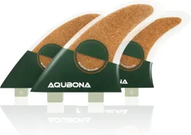 AQUBONA Large (MF) Fin Sets BIO-EPOXY ECO Cork Fiberglass Performance Surfboard Fins - Single Tab or Twin Tab Surfboards (Cork-Dual)