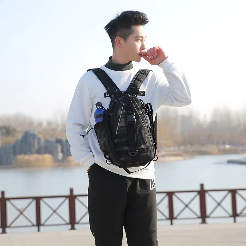 Backpack One Shoulder Two Shoulders Bag Multi-Functional Tactical Chest Bag Large Capacity Outdoor Travel Back Rod Fishing Fishing Bag