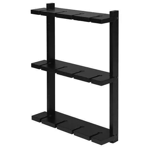 Black Wood Wall-Mounted 12 Wine Glass Holder Rack