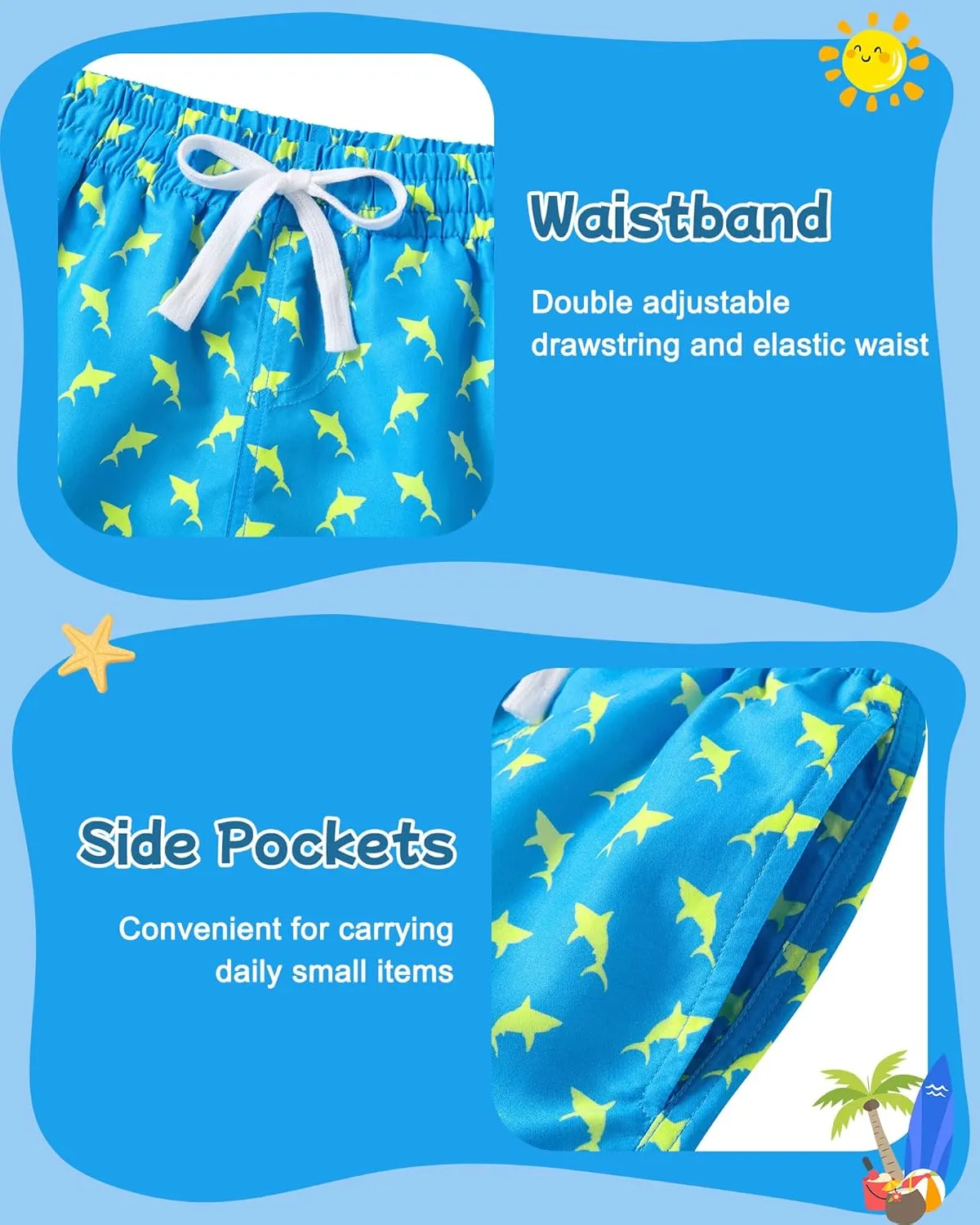 Boys Swim Trunks with Compression Liner Toddler Boys Swim Shorts Boxer Brief Board Shorts Swimming Set 5-18T