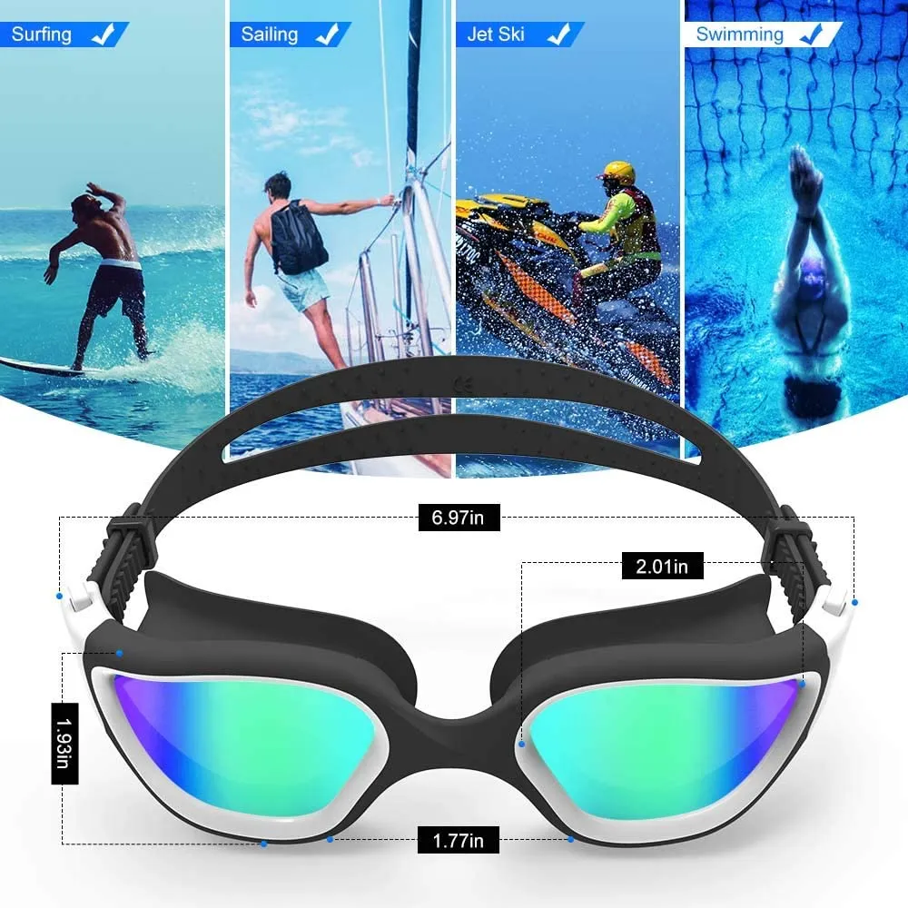 Brand new Swimming Goggles, ZIONOR G1 Polarized Swim Goggles with Mirror/Smoke Lens UV Protection Watertight Anti-Fog Adjustable Strap Comfort fit for Unisex Adult Men and Women, Teenagers