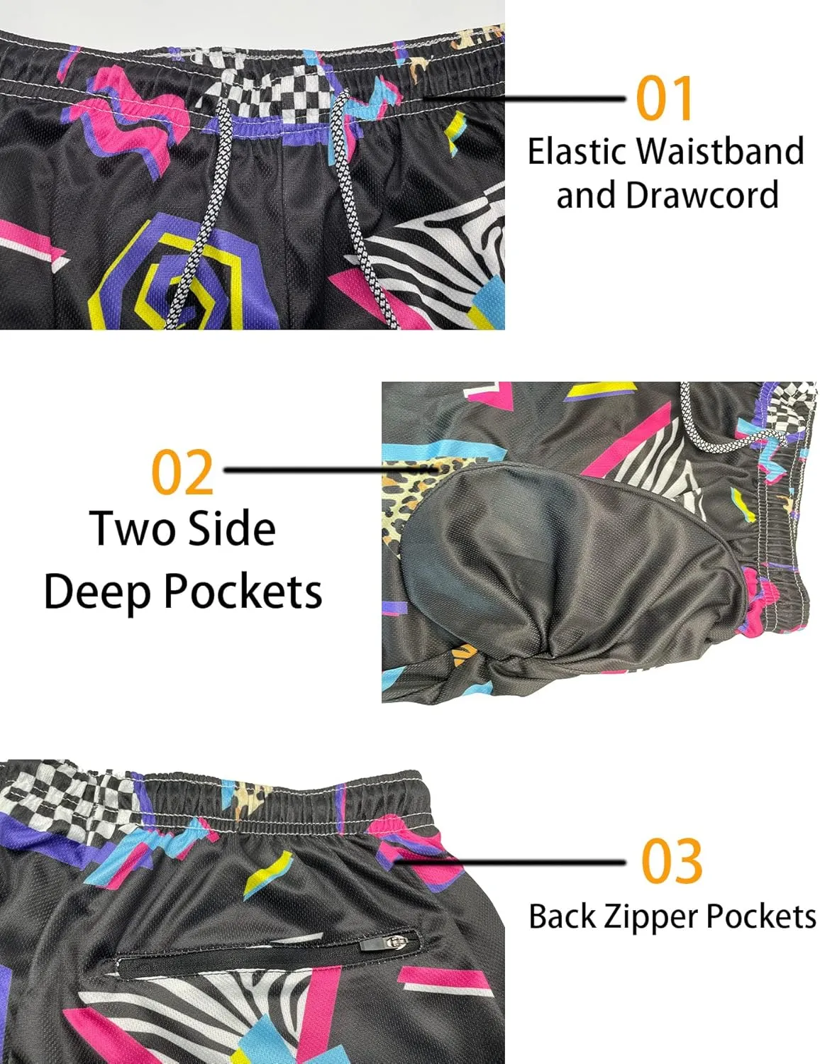 feelacle Mens Swim Trunks 9 Inch Inseam Board Shorts Beach Swimwear Bathing Suit with Compression Liner and Pockets