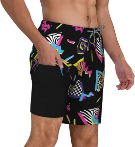 feelacle Mens Swim Trunks 9 Inch Inseam Board Shorts Beach Swimwear Bathing Suit with Compression Liner and Pockets