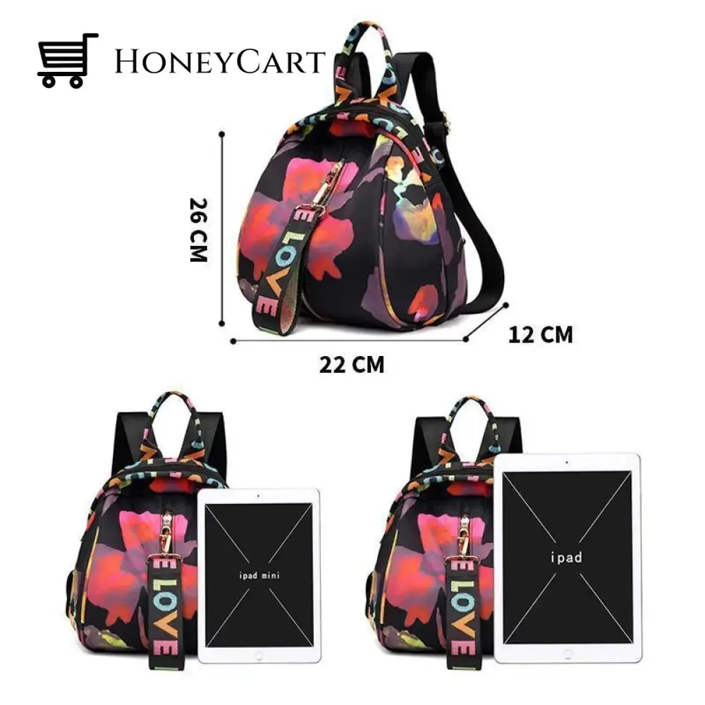 Floral Waterproof Shoulder Bag Backpack