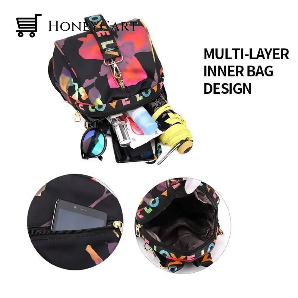 Floral Waterproof Shoulder Bag Backpack