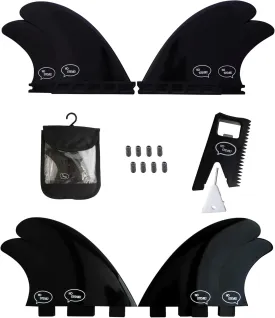 Ho Stevie! FRP Quad (4) Surfboard Fins - Speed and Drive - Stronger Than Regular Nylon Fins - Includes Fin Bag, Screws, Wax Comb and Fin Key