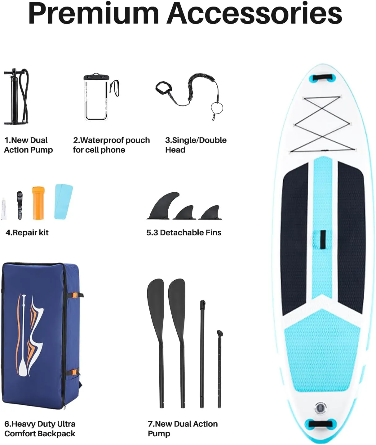 Inflatable Stand Up Paddle Board with Premium SUP Paddleboard Accessories,2-in-1 Paddle for Adults