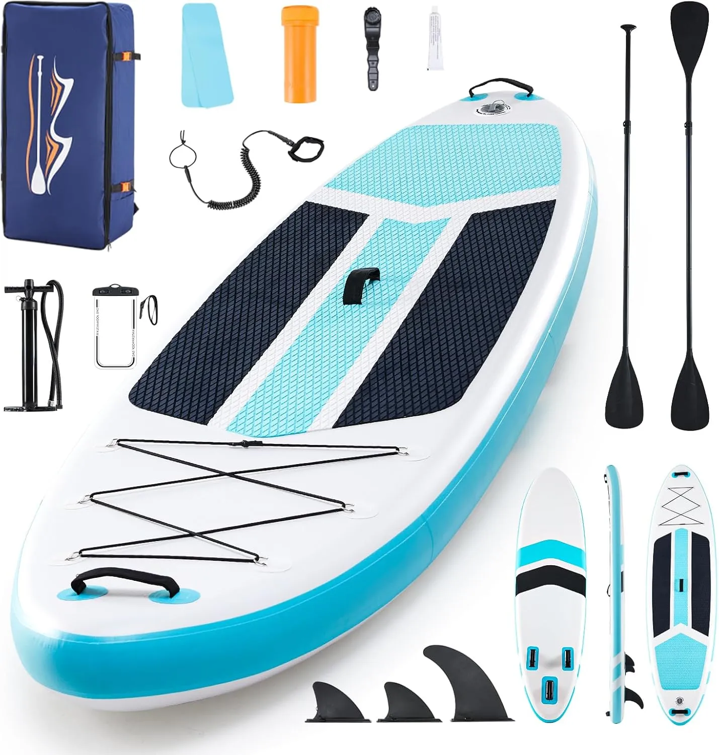 Inflatable Stand Up Paddle Board with Premium SUP Paddleboard Accessories,2-in-1 Paddle for Adults,Blue, Includes SUP Accessories