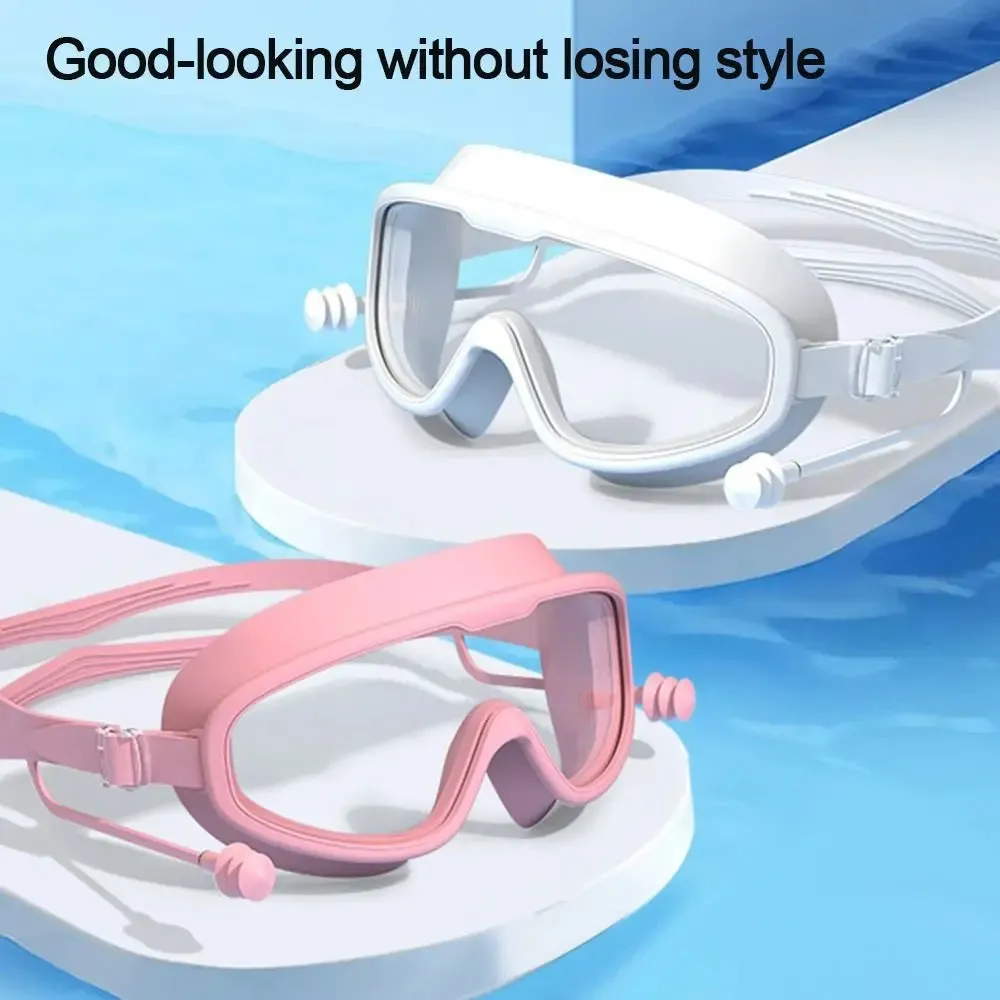 Kids Big Frame Swimming Goggles with Earplugs - Anti-fog