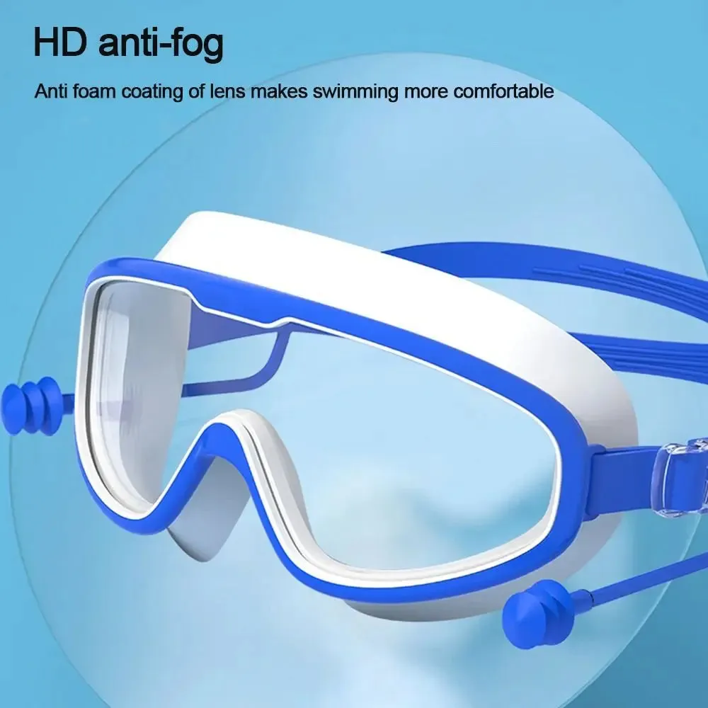 Kids Big Frame Swimming Goggles with Earplugs - Anti-fog