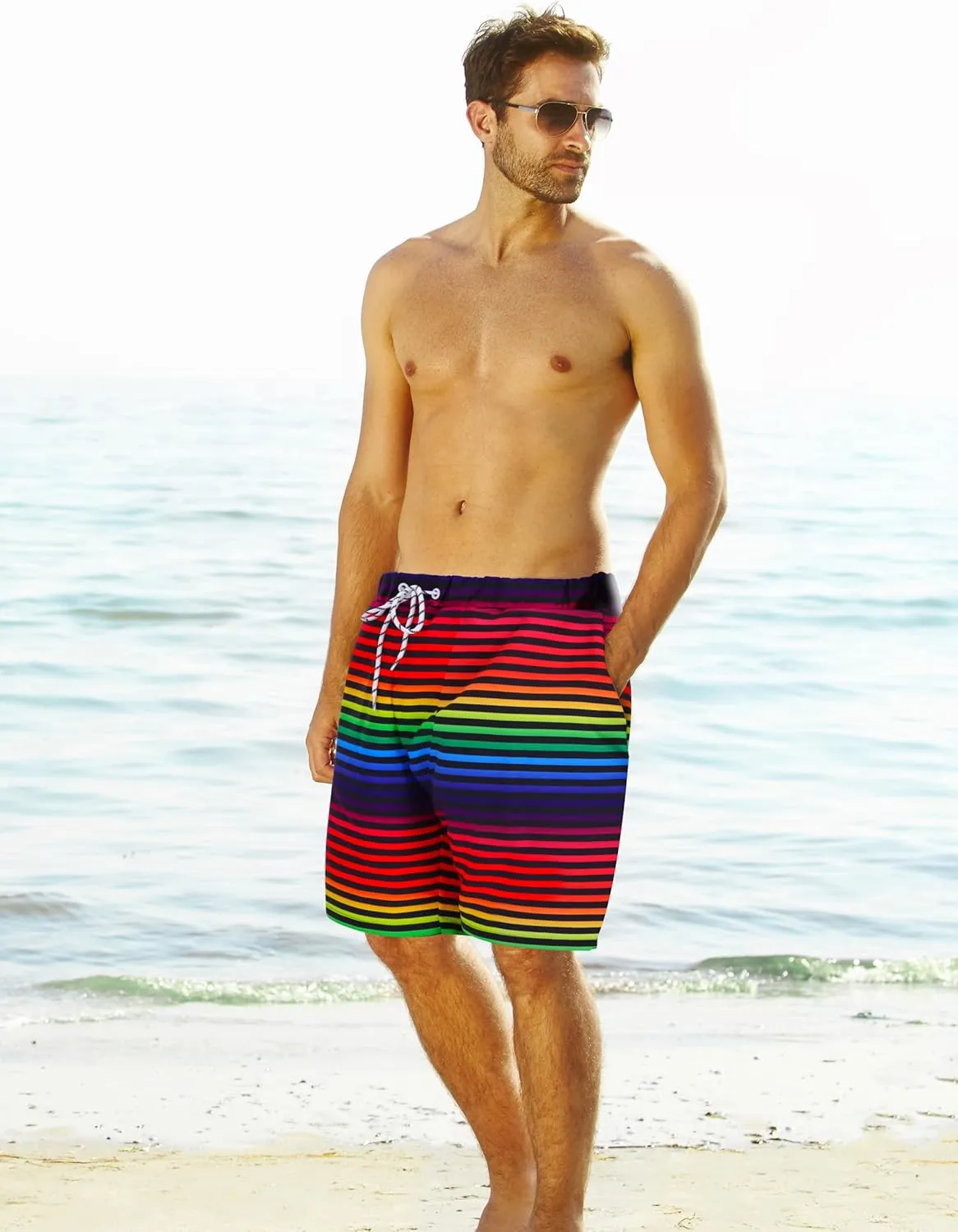 KYKU Swimming Trunks Men Swim Shorts Swimwear Beachwear Board Shorts with Pocket