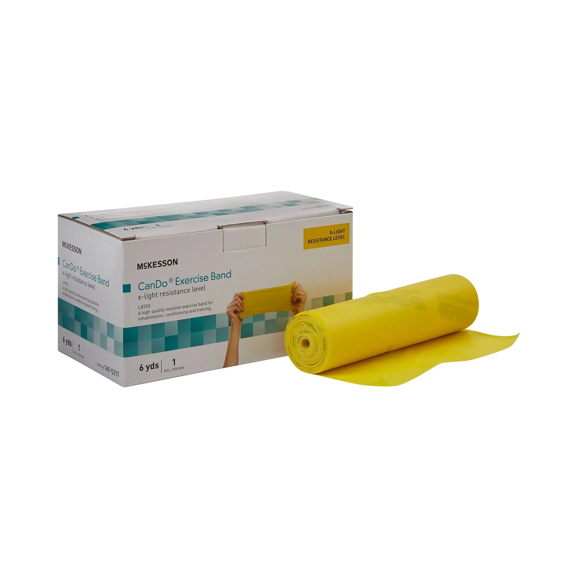 McKesson Exercise Resistance Band, Yellow, 5 Inch x 6 Yard, X Light Resistance 5 Inch X 6 Yard