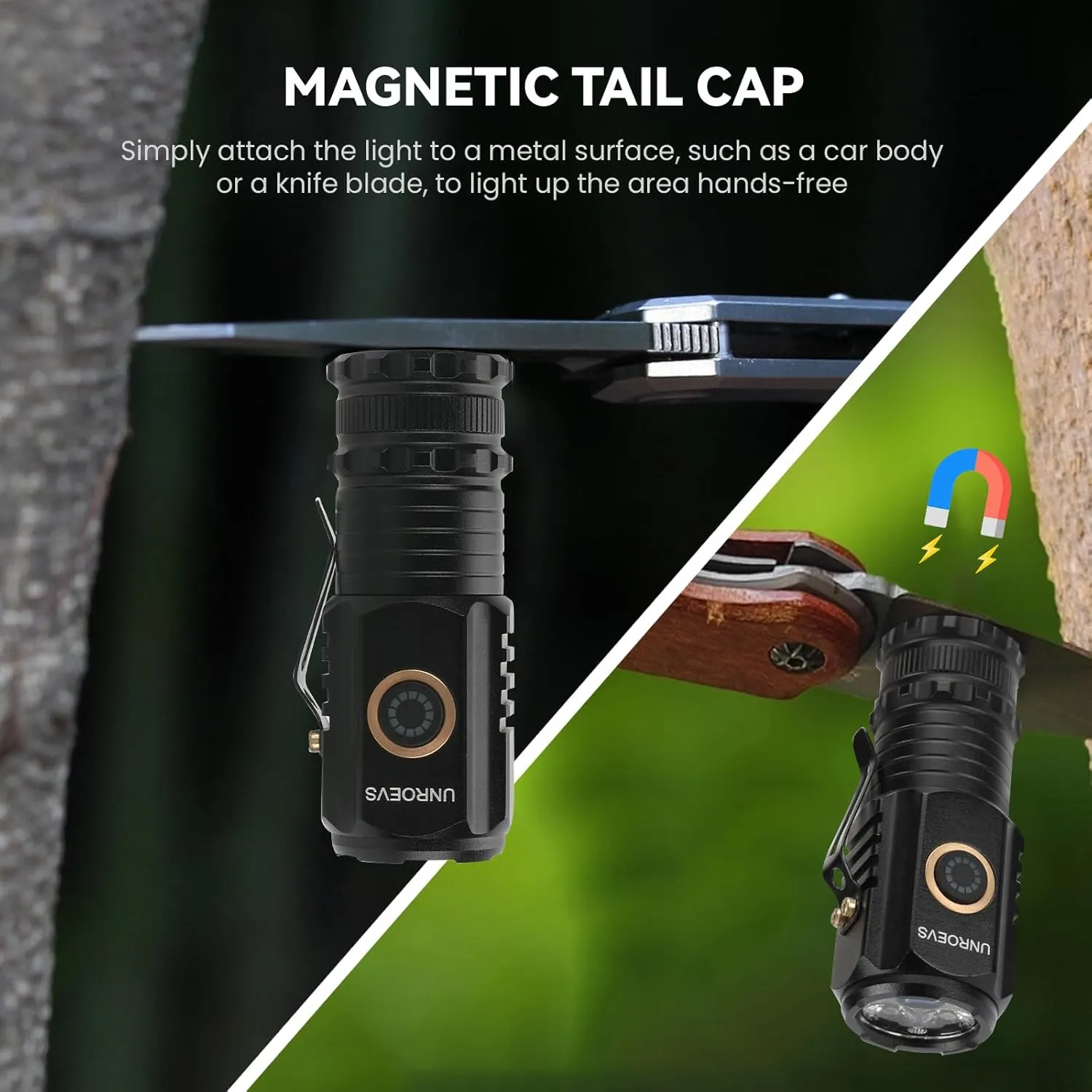 Mini LED Flashlight Rechargeable USB C Charging, Small Flashlights Powerful Max 2550 Lumens with 5 Light Modes, Pocket Flashlight with Clip, Magnetic Flashlight for EDC ,Camping, Hiking,Emergency