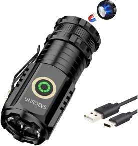 Mini LED Flashlight Rechargeable USB C Charging, Small Flashlights Powerful Max 2550 Lumens with 5 Light Modes, Pocket Flashlight with Clip, Magnetic Flashlight for EDC ,Camping, Hiking,Emergency