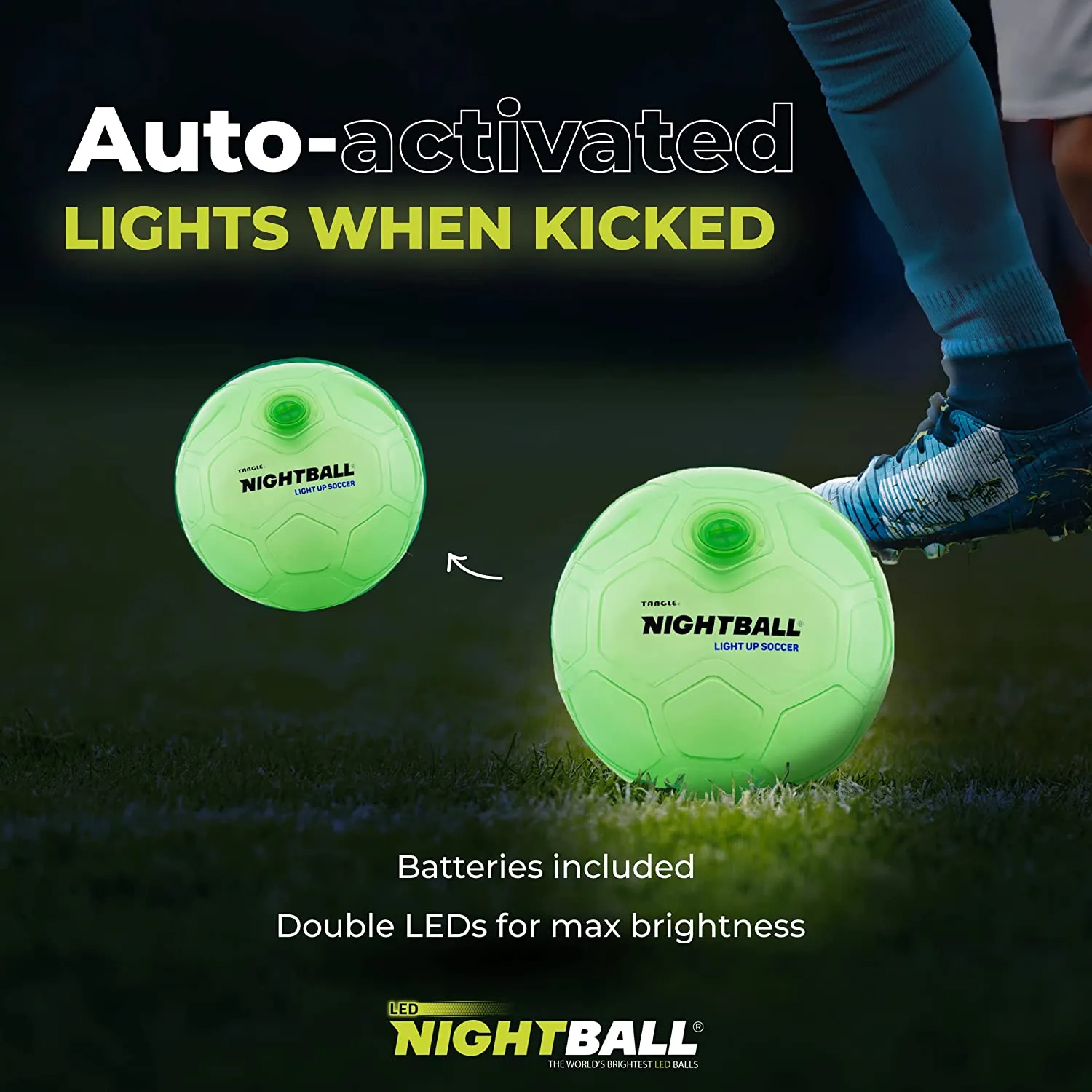 Nightball Glow in the Dark Light Up Soccer Ball Green