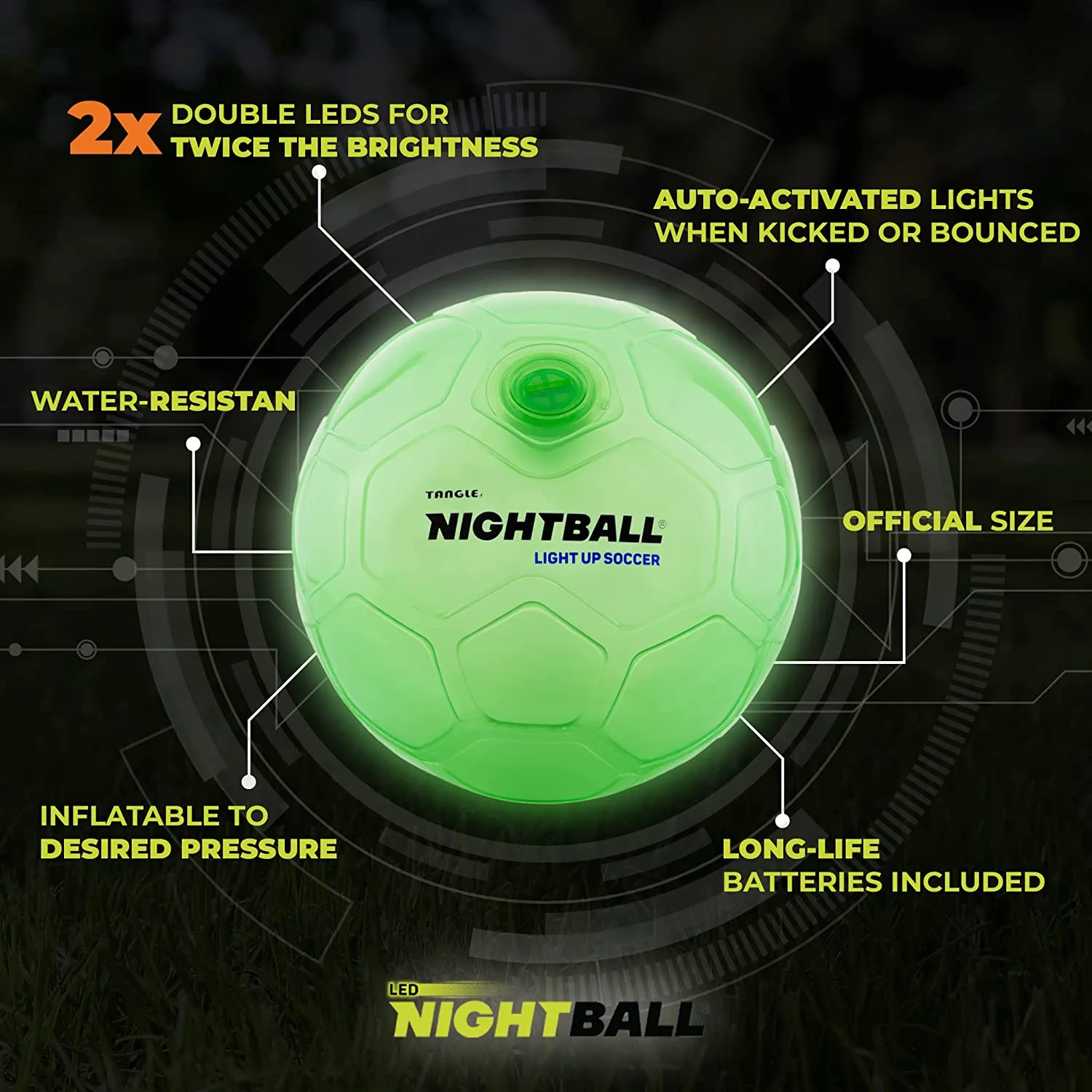 Nightball Glow in the Dark Light Up Soccer Ball Green