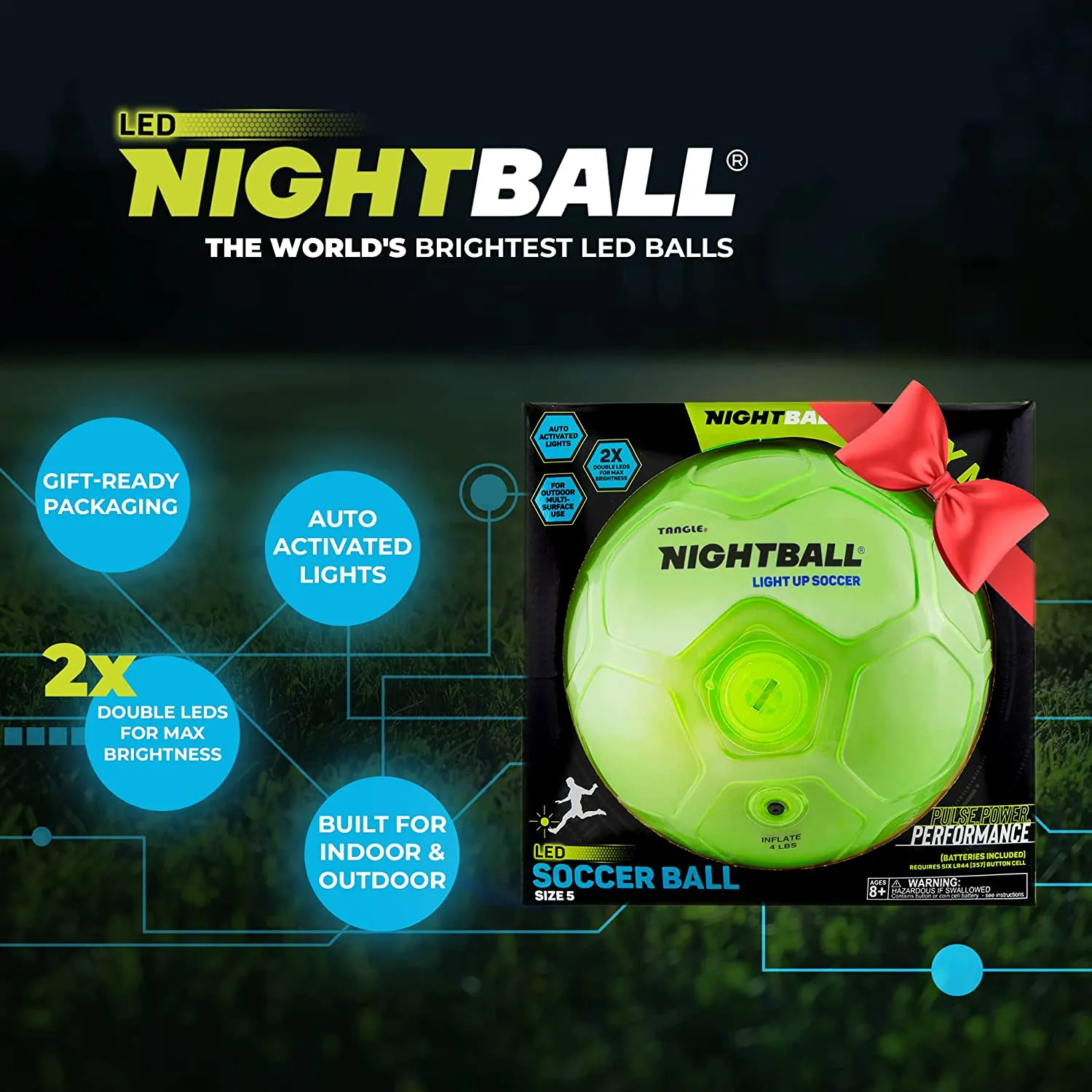 Nightball Glow in the Dark Light Up Soccer Ball Green