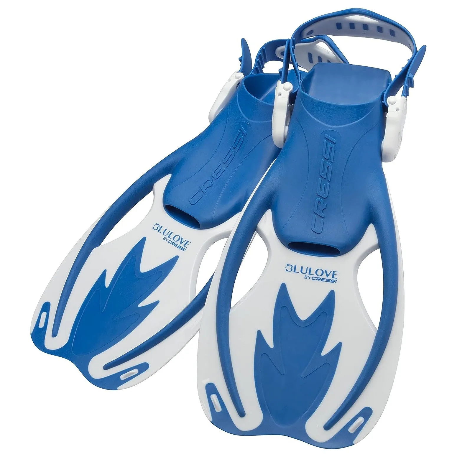 Open Box Cressi Baron Jr Mask and Rocks Fins Junior Snorkeling Set - Blue/White - Large/X-Large