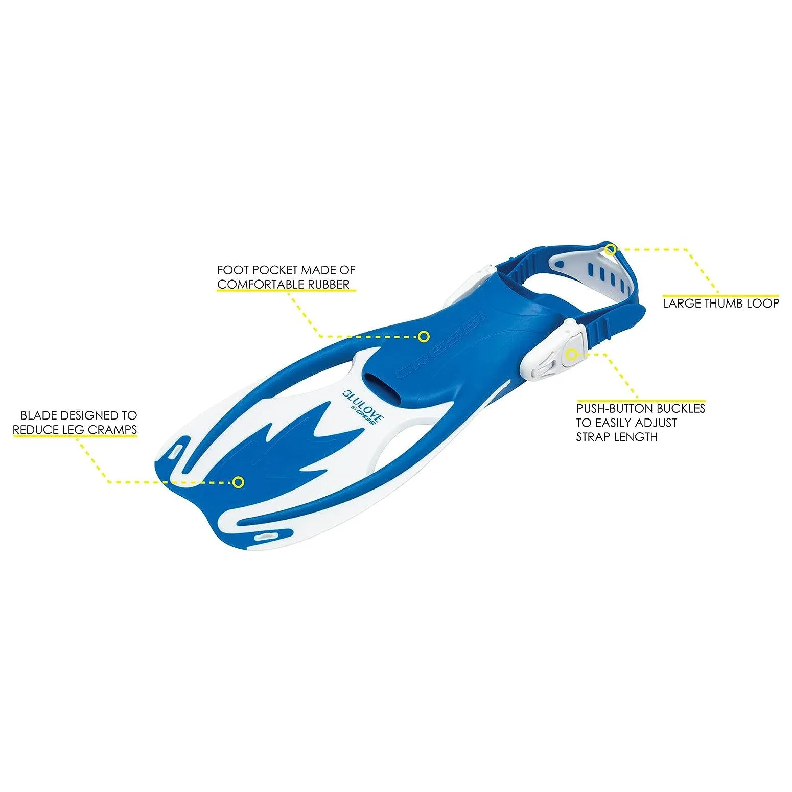 Open Box Cressi Baron Jr Mask and Rocks Fins Junior Snorkeling Set - Blue/White - Large/X-Large