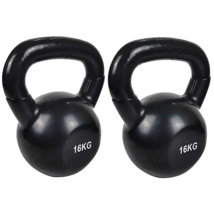 Pair of 16kg Cast Iron Kettlebells