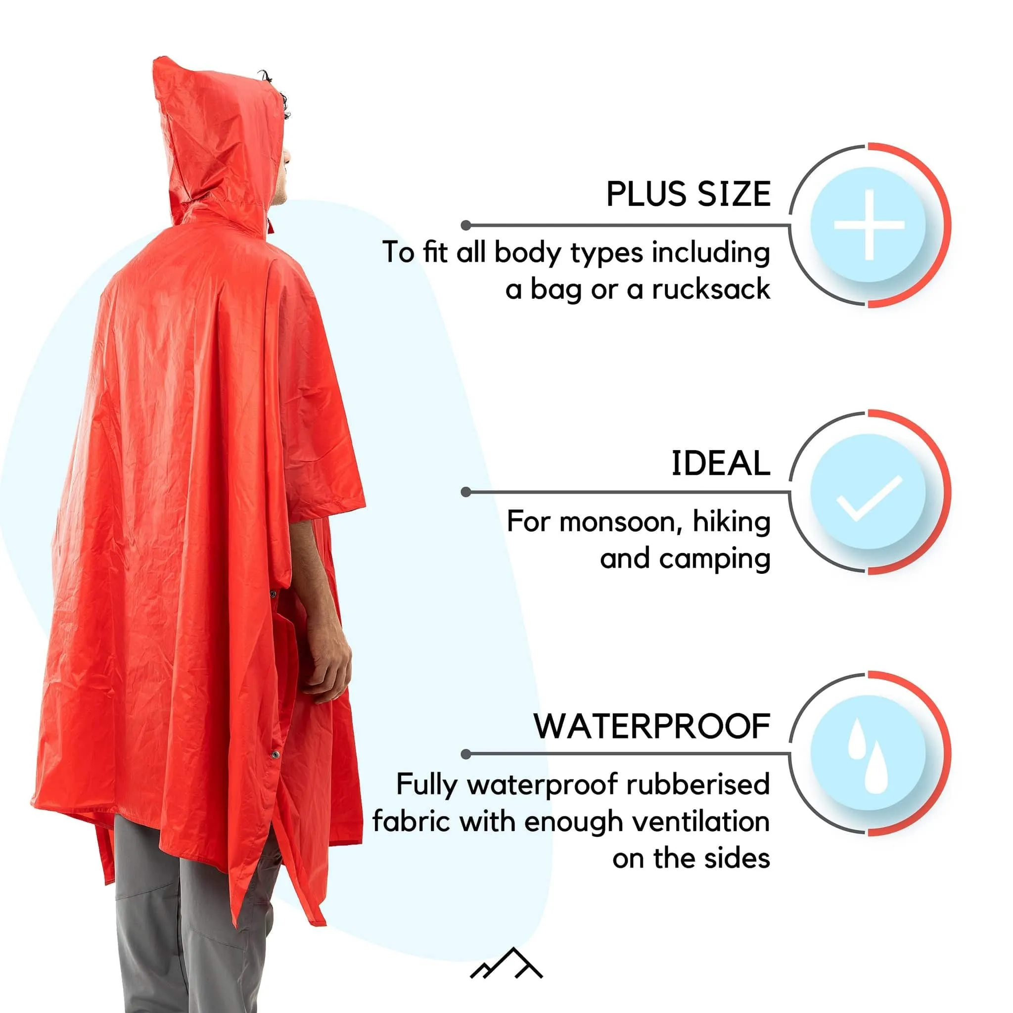 Poncho and Rain Jacket for Daily Use and Hiking