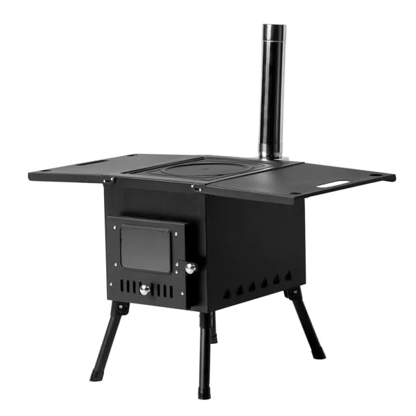 relaxed SYTHERS Tent Stove, Wood Burning Stove with Chimney Pipes, Camping Wood Stove Portable for Tent, Hot Tent Stove for Outdoor Heating & Cooking, Ice Fishing, Hunting, Black