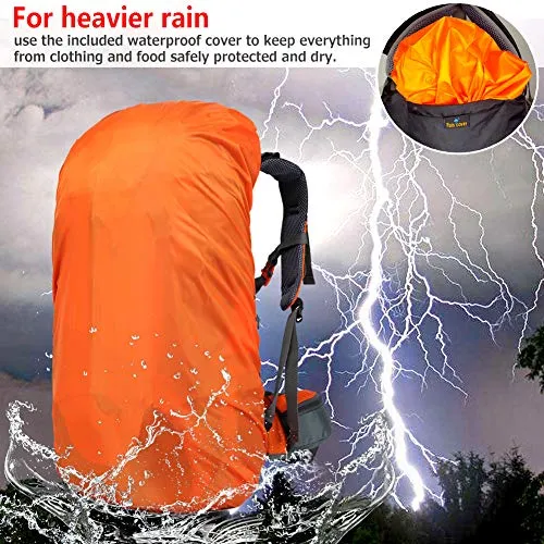 seenlast 50L Unisex Travel Hiking Backpack Outdoor Sport Daypack Water-Resistant Bag with Rain