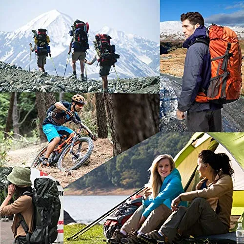 seenlast 50L Unisex Travel Hiking Backpack Outdoor Sport Daypack Water-Resistant Bag with Rain