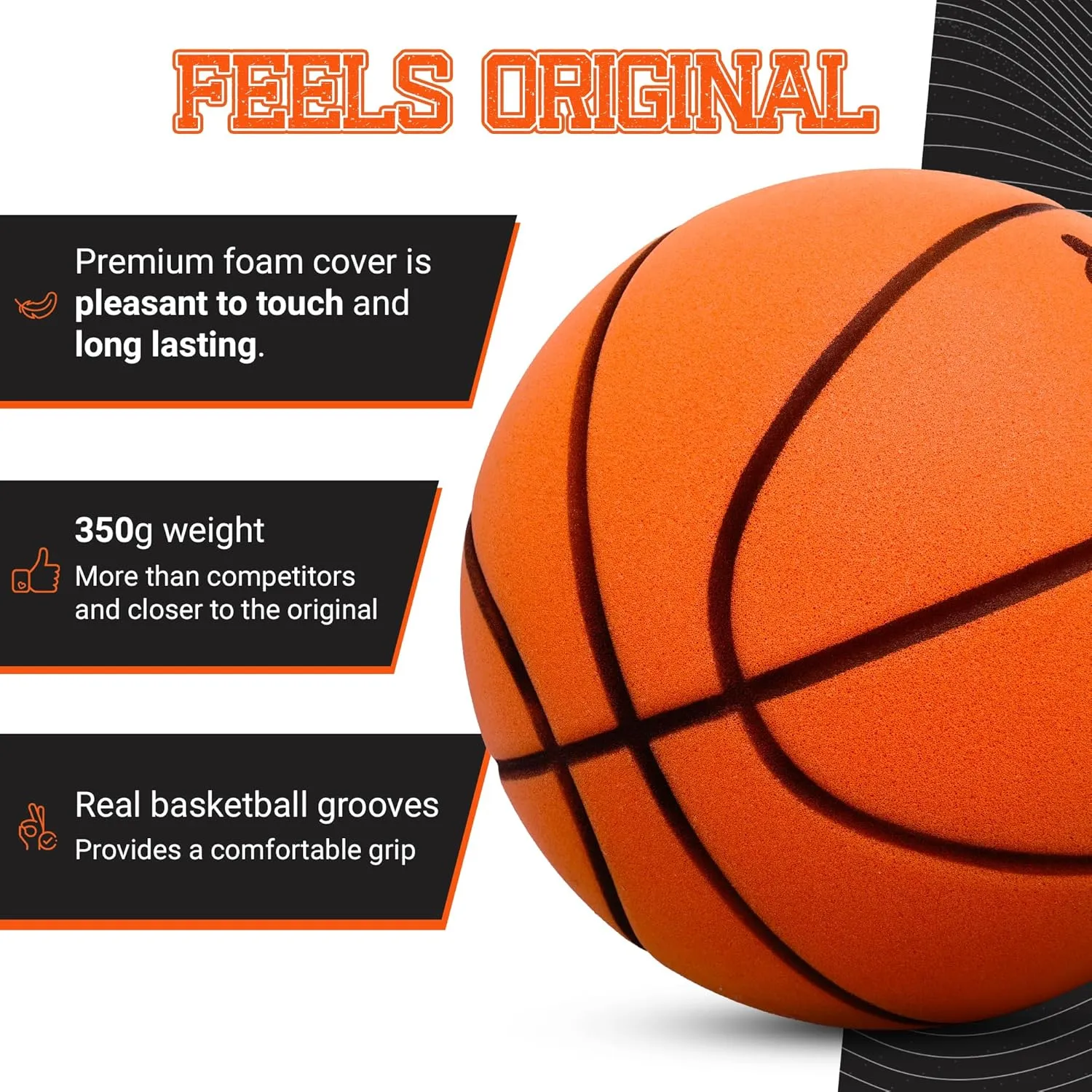 Silent Basketball  Indoor Basketball (PRO Version) - Grooved Foam Basketball for Quiet Dribbling and Indoor Training  Higher Bounce Noiseless Basketball - Non-Deforming Packaging