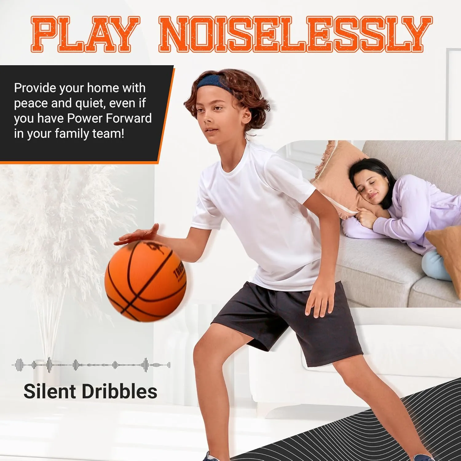 Silent Basketball  Indoor Basketball (PRO Version) - Grooved Foam Basketball for Quiet Dribbling and Indoor Training  Higher Bounce Noiseless Basketball - Non-Deforming Packaging