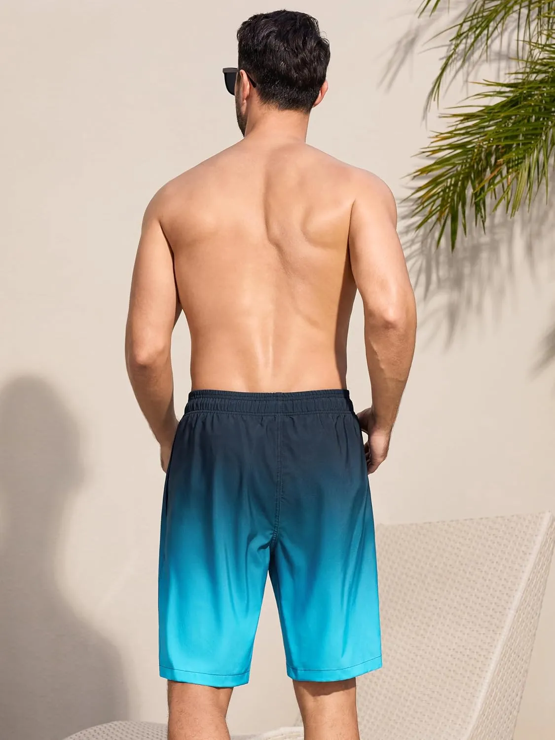 SILKWORLD Mens Swimming Trunks with Compression Liner 2 in 1 Quick-Dry 9" Swim Shorts with Zipper Pockets