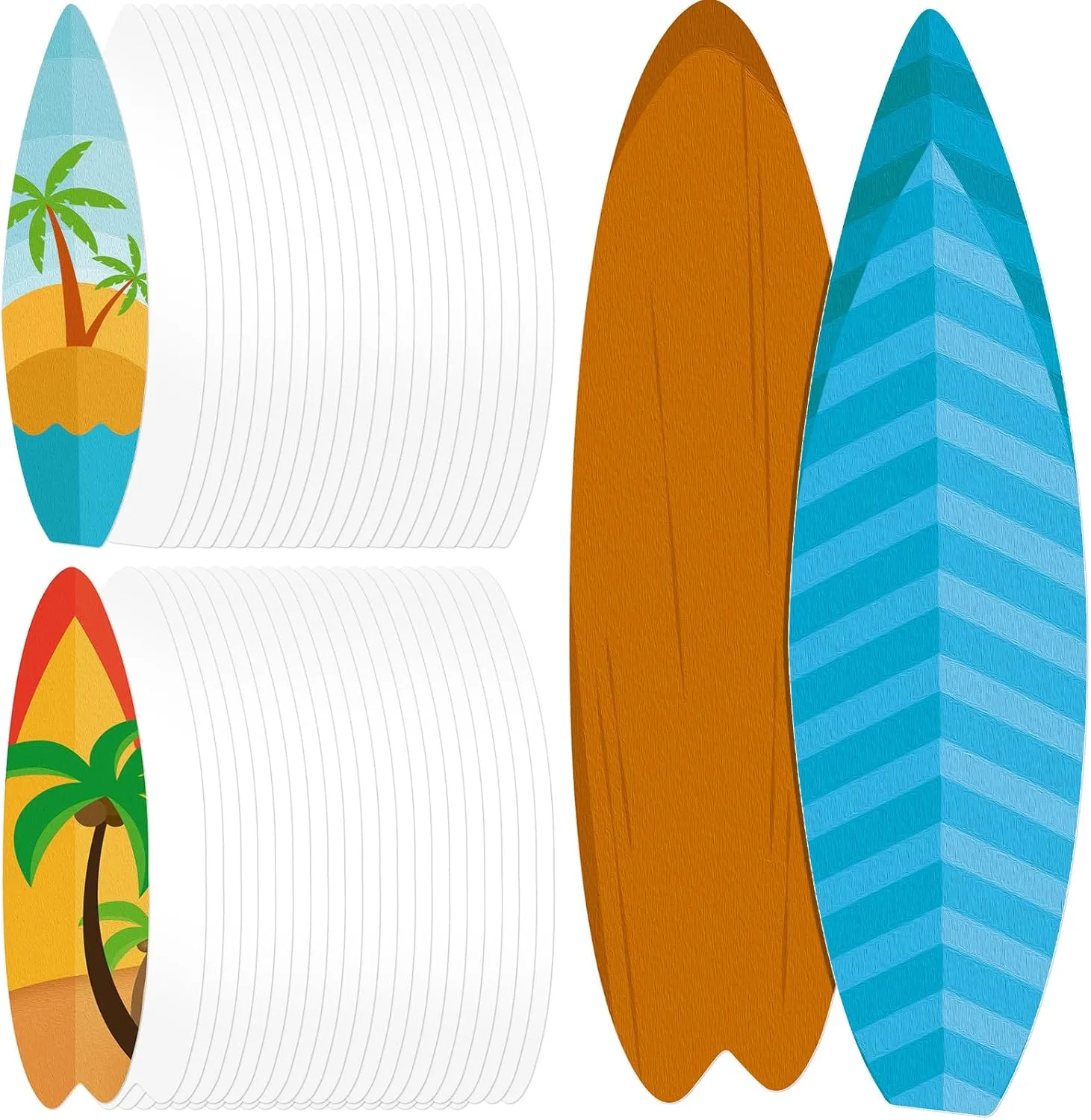 Skyygemm 24 Pcs DIY Paper Surfboards Set Surfboard Shape Cardboard Surf and Beach Party Crafts for Kids DIY Paper Craft for Summer Beach Surf Party Decorations Board Wall Decor (5 x 16 Inch)
