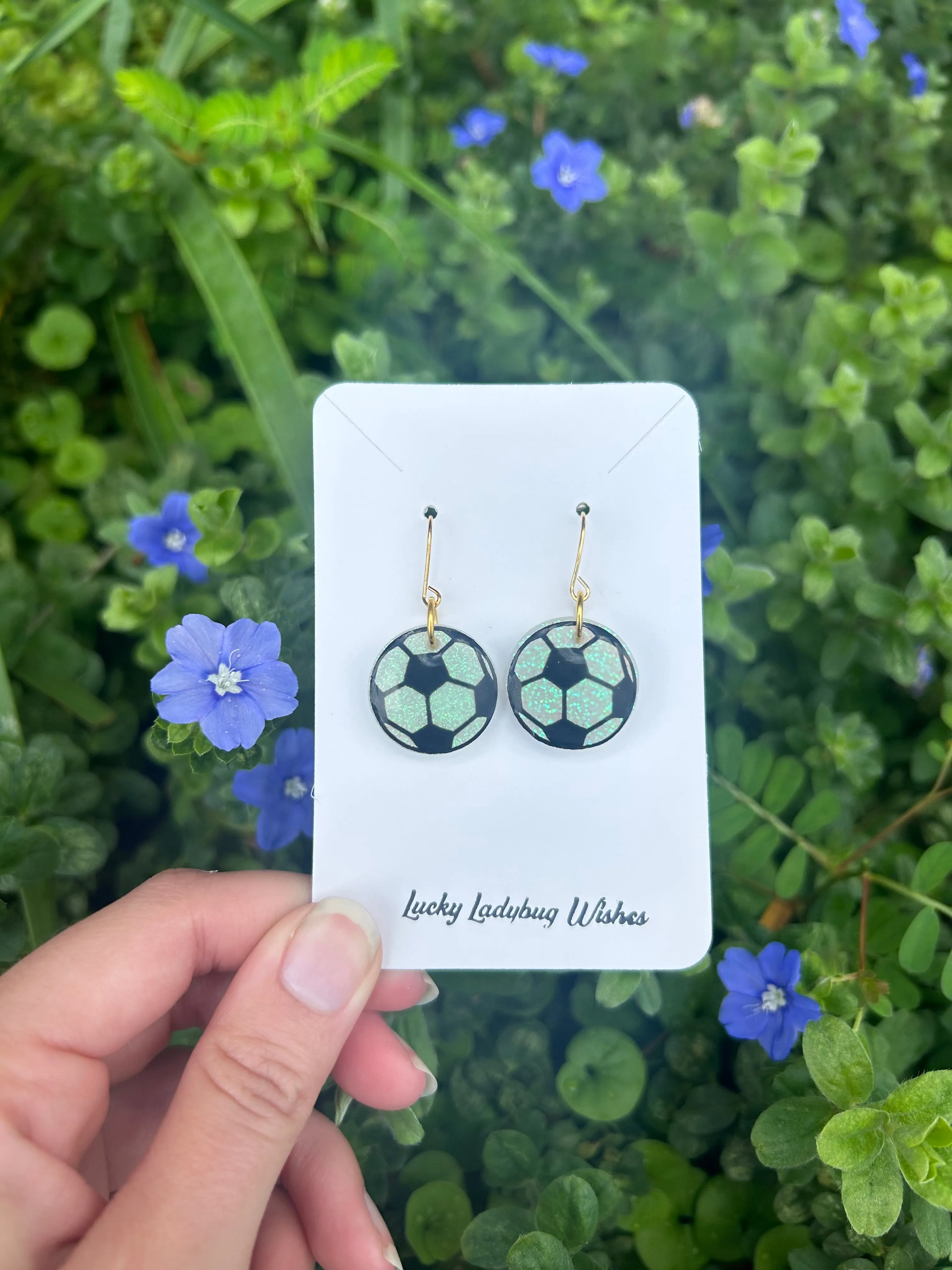 Soccer ball earrings