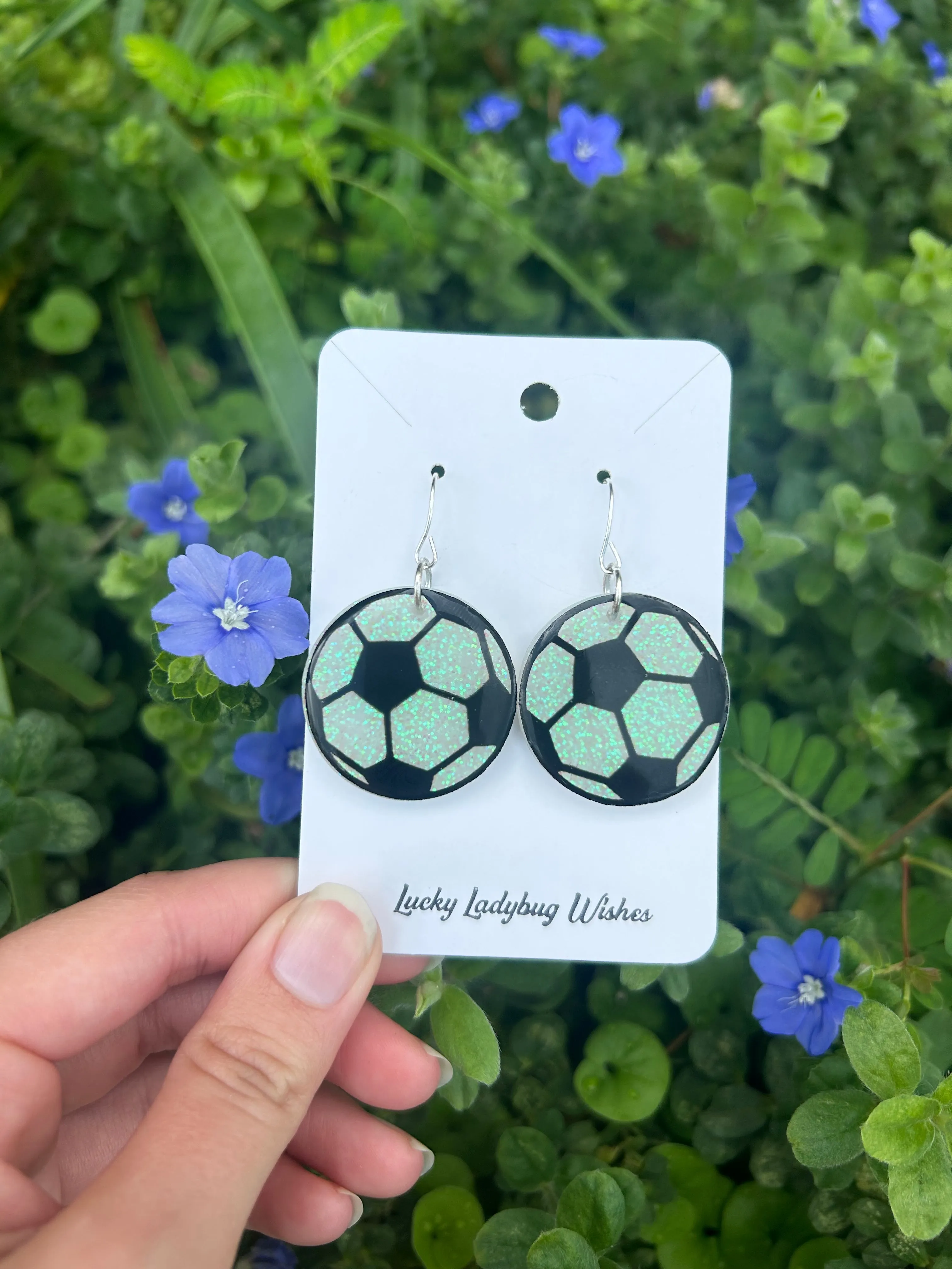 Soccer ball earrings