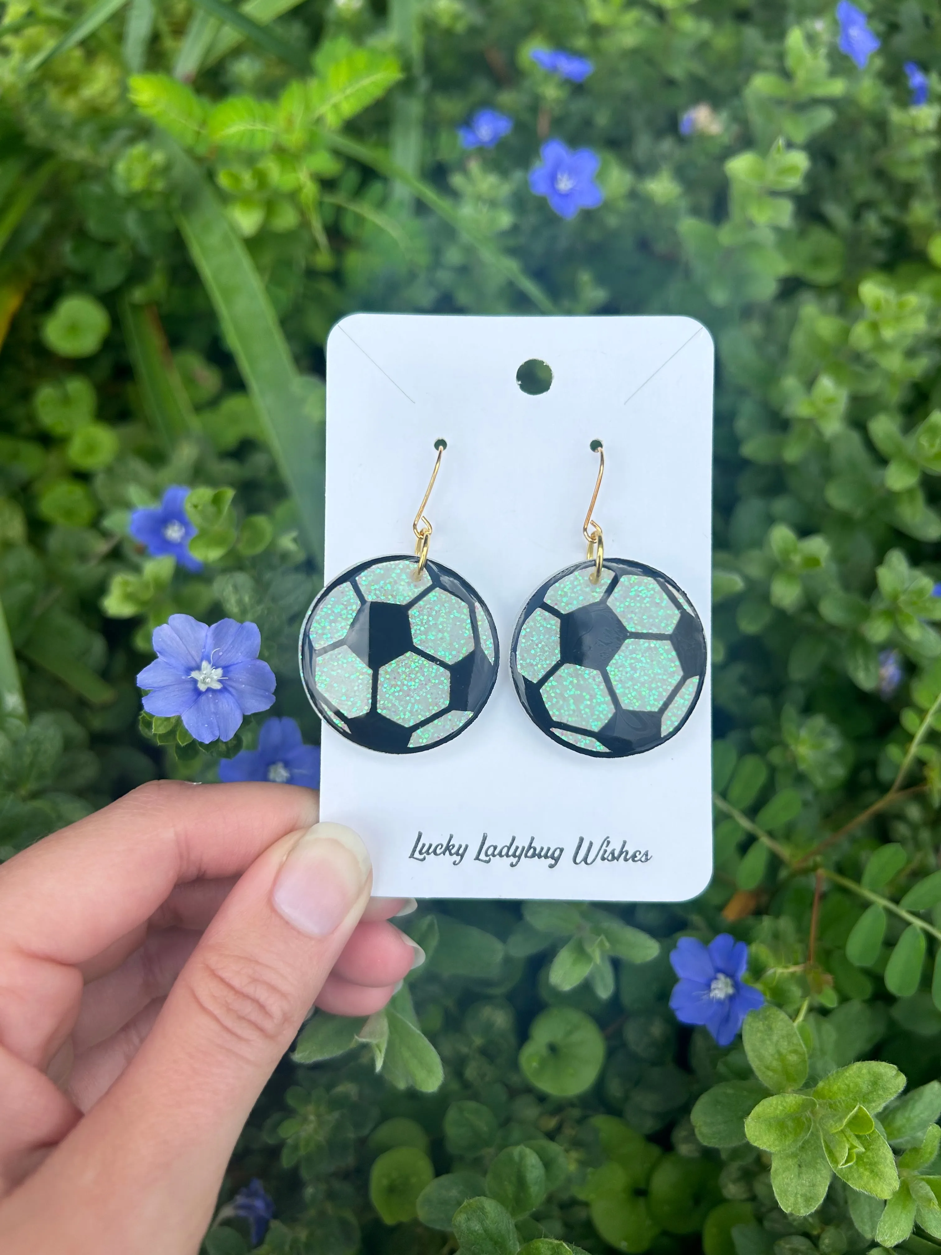 Soccer ball earrings
