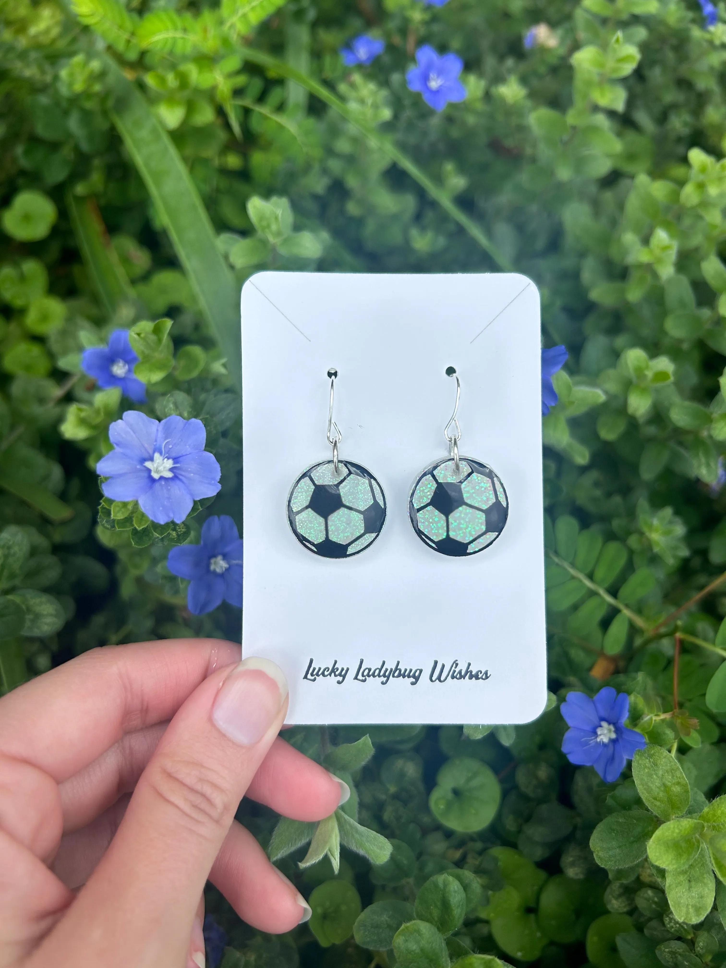 Soccer ball earrings
