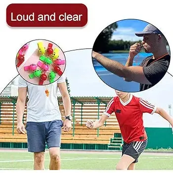 Sports Whistle Plastic Solid Colour Soccer Theme Ball Design 12pack