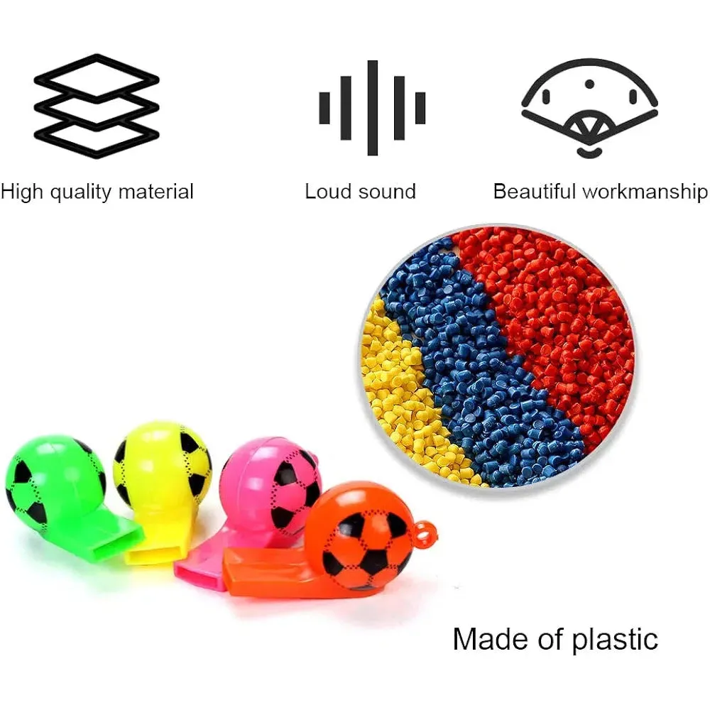 Sports Whistle Plastic Solid Colour Soccer Theme Ball Design 12pack