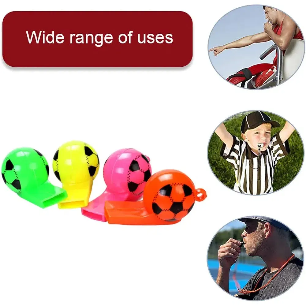 Sports Whistle Plastic Solid Colour Soccer Theme Ball Design 12pack